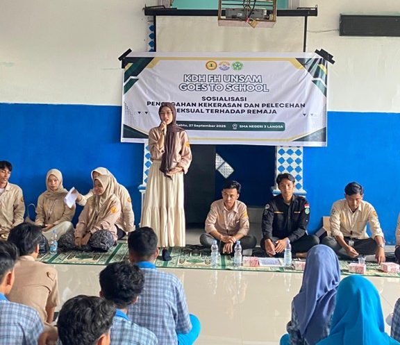 UKM KDH FH Unsam Gelar Sosialisasi Pencegahan Kekerasan Seksual di SMAN 3 Langsa